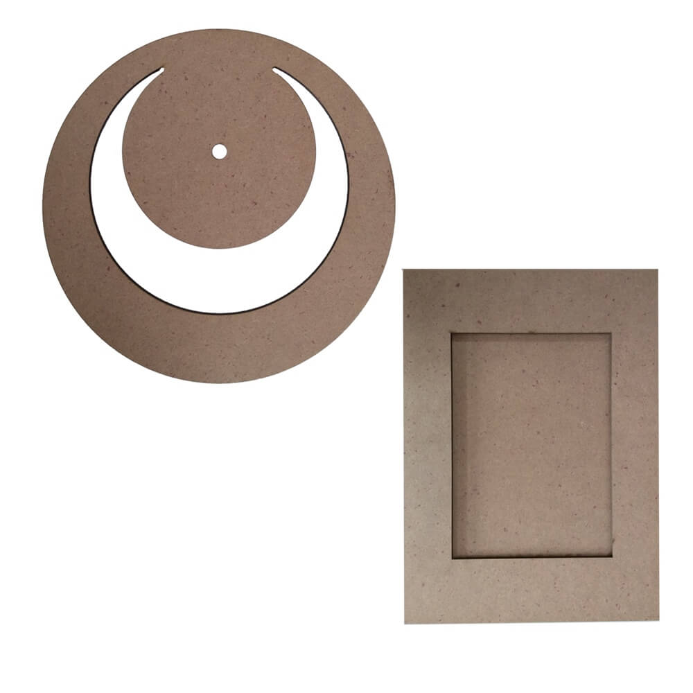 Set of 1 of MDF Moon Clock and MDF Frame
